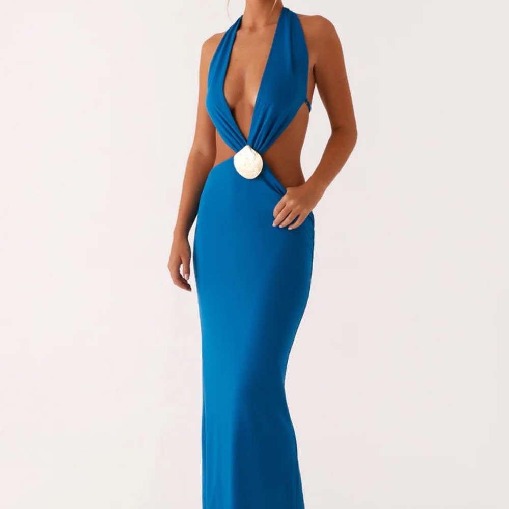Peppermayo Blue Halter shell dress